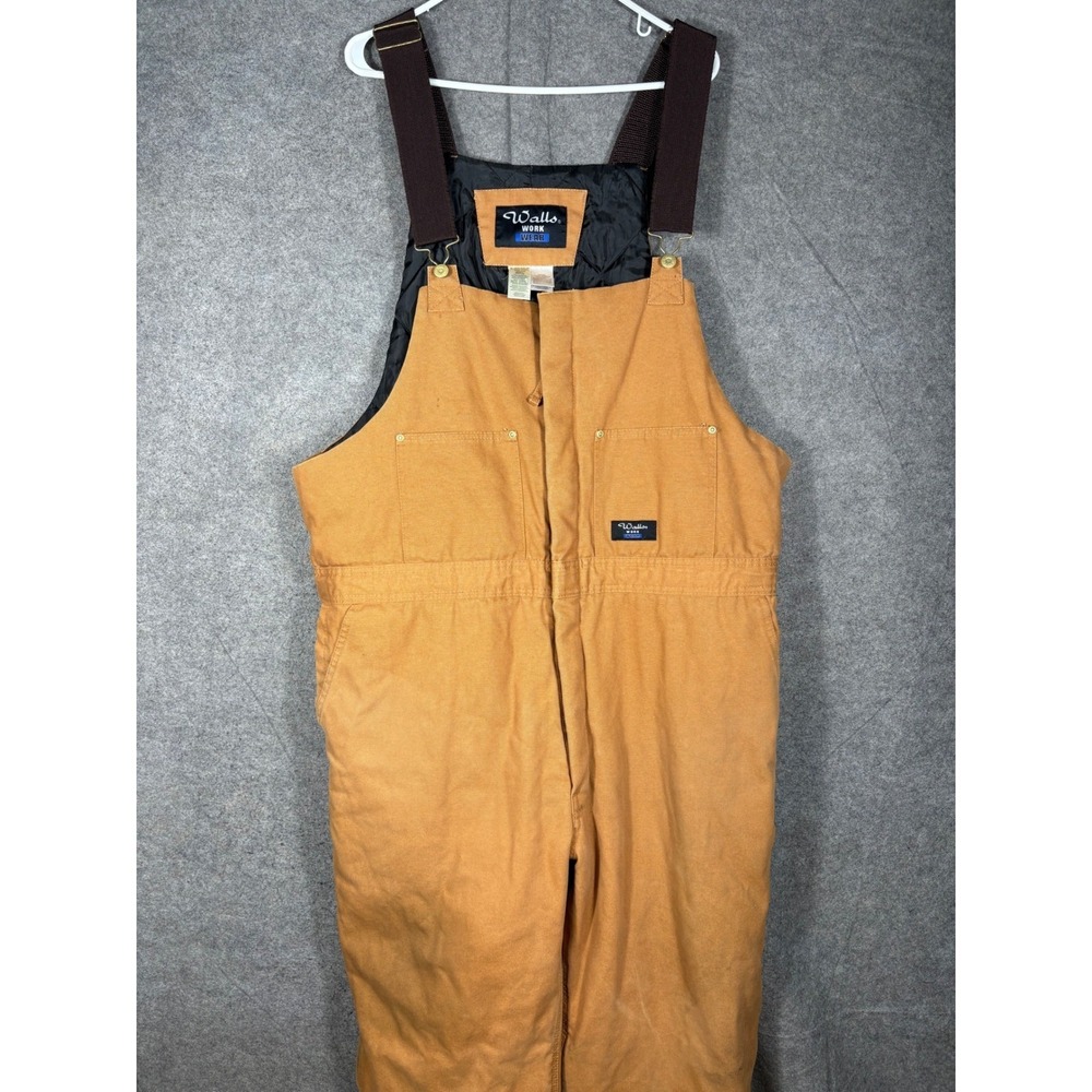 Walls Workwear Men 2XL Regular Brown Insulated Duck Canvas Bib Overalls W93003J